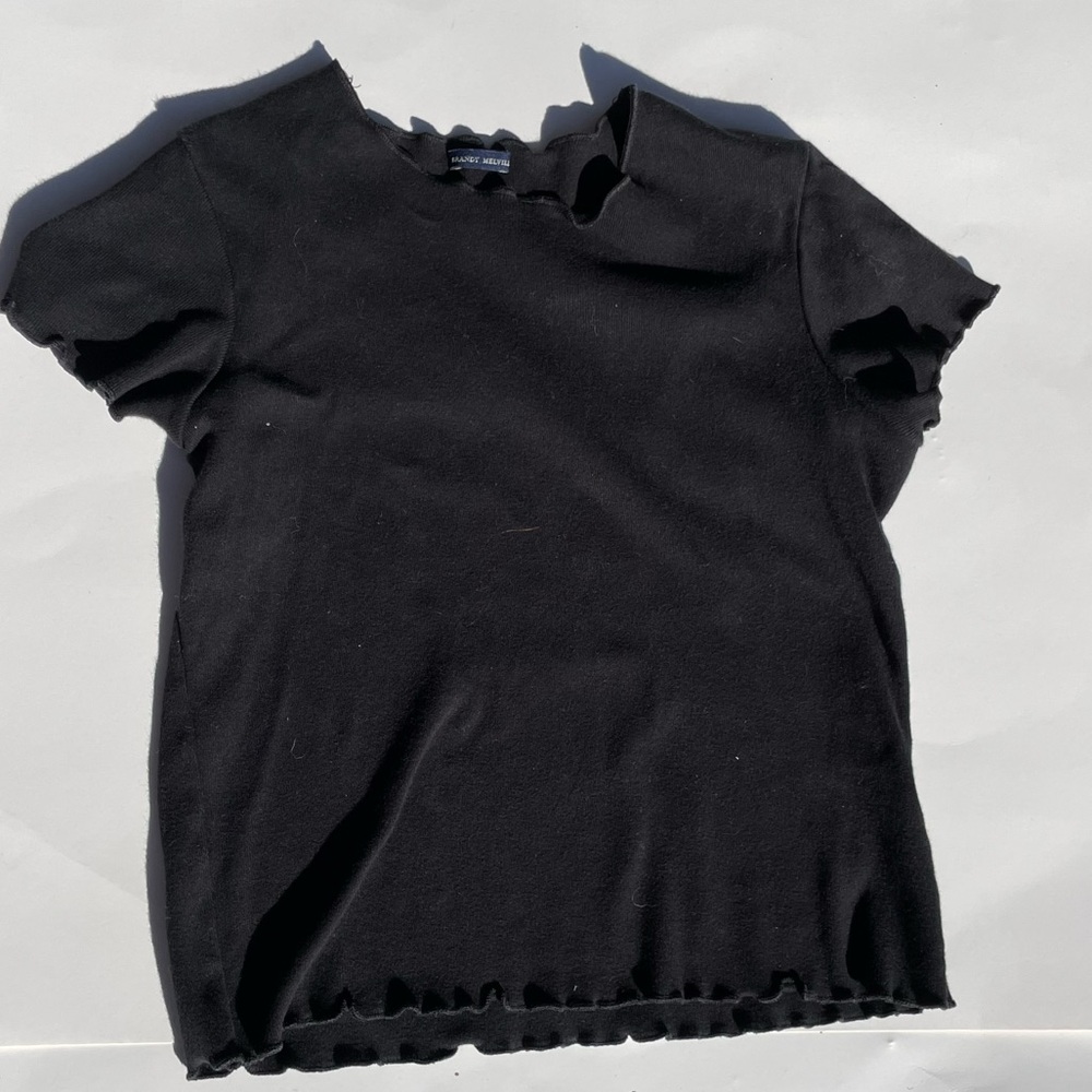 Brandy Melville black lettuce hem crop